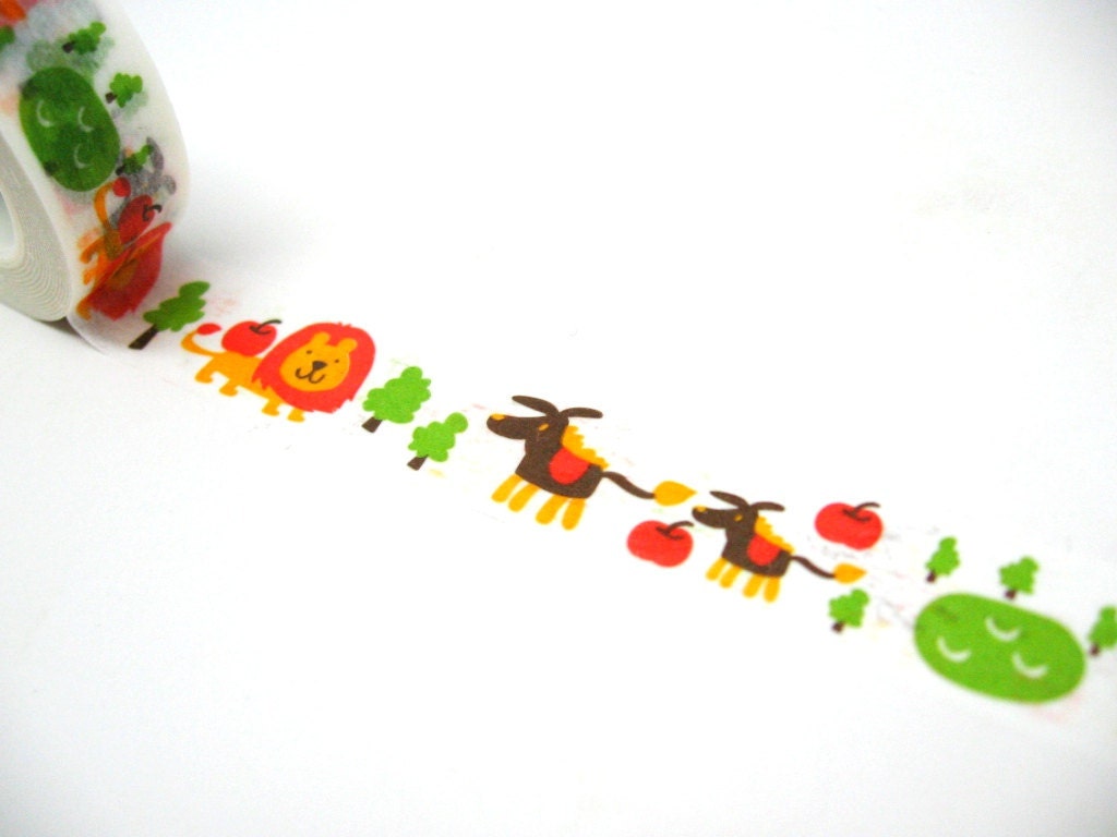 Cute and Colorful Animals in Forest Japanese Masking Tape 15mm x 15m