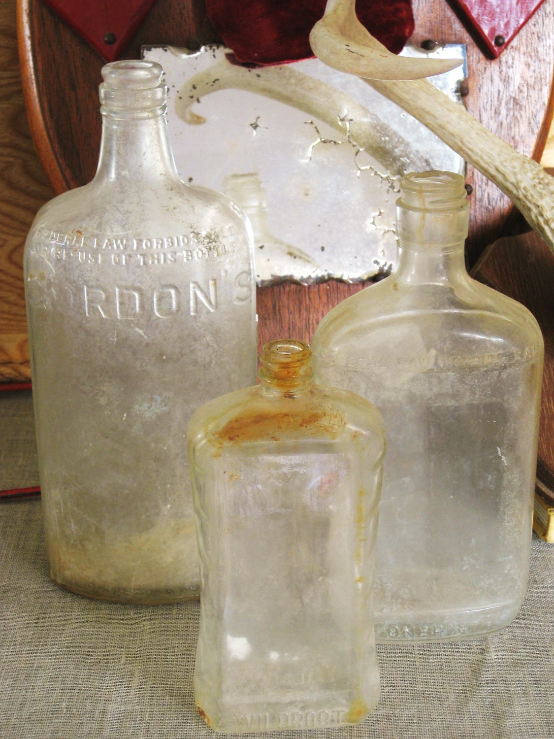 40% off Entire Shop - Antique Clear Bottle Collection- Vases / Baskets / Floral