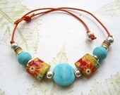Beaded necklace, ceramic necklace,lampwork necklace, colourful necklace - SUMMER LOVIN'