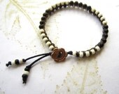 Beaded Fiber bracelet, friendship bracelet, beaded bracelet, black andivorymbracelet,