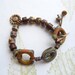Beaded bracelet, Lampwork bead bracelet, bronze wire wrapped bracelet - UMBRIA
