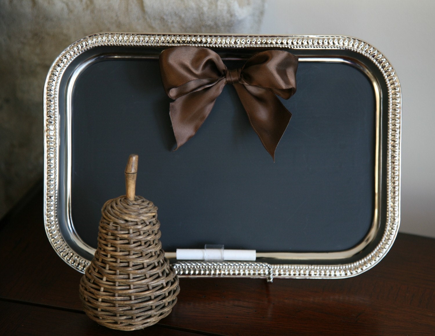 Wedding, French, Old World or Tuscan Chalkboard and Magneticboard comes with a free piece of chalk and chalk holder.