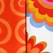Cloth Napkins - LAST 2 SETS - Floral with Orange Squiggle - Set of 4 Reversible Cloth - Free US Shipping