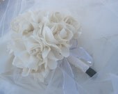 Summer sale Bridal bouquet Fabric flower alternative wedding bouquet handmade satin fabric flowers many colors