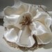 Beautiful burlap flower satin hair accessory in a soft and lovely crepe back satin fabric