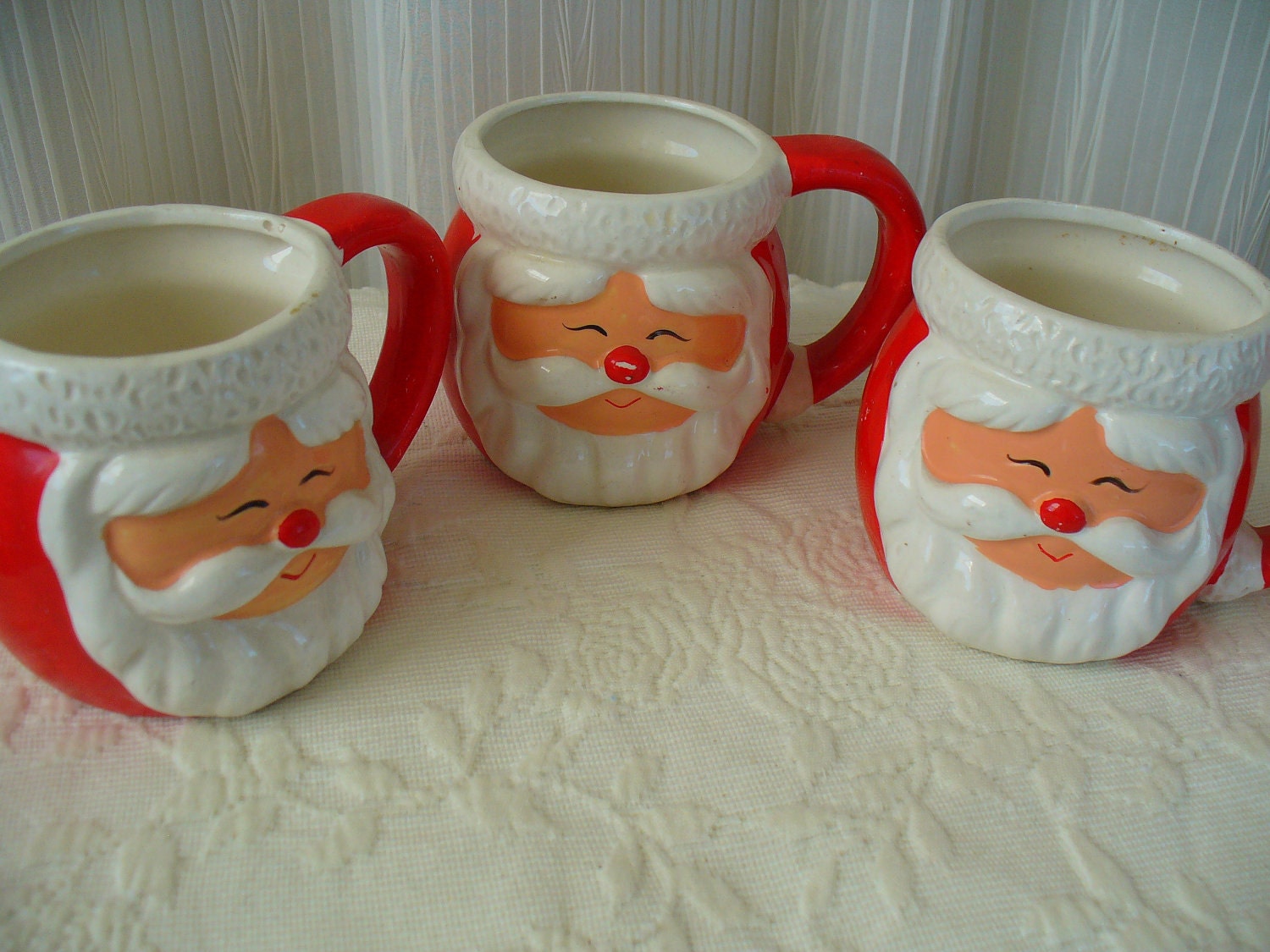 Vintage Santa Face Hot Cocoa Mugs-Christmas Kickback-Set of 3