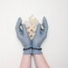 Delicatly Laced Crochet Gloves in Silver Grey Color with Coal Black Beads