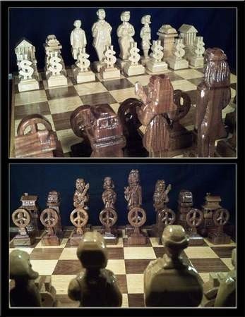 Handmade Hippies Chess Set on etsy hand carved chess sets and chess boards, chess pieces