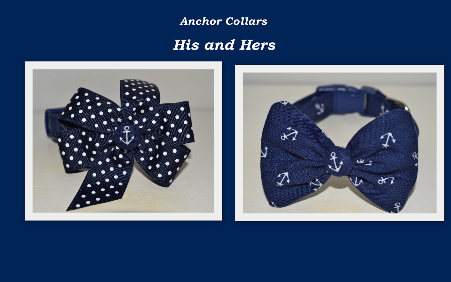 Anchor Dog Collar with Bow Tie
