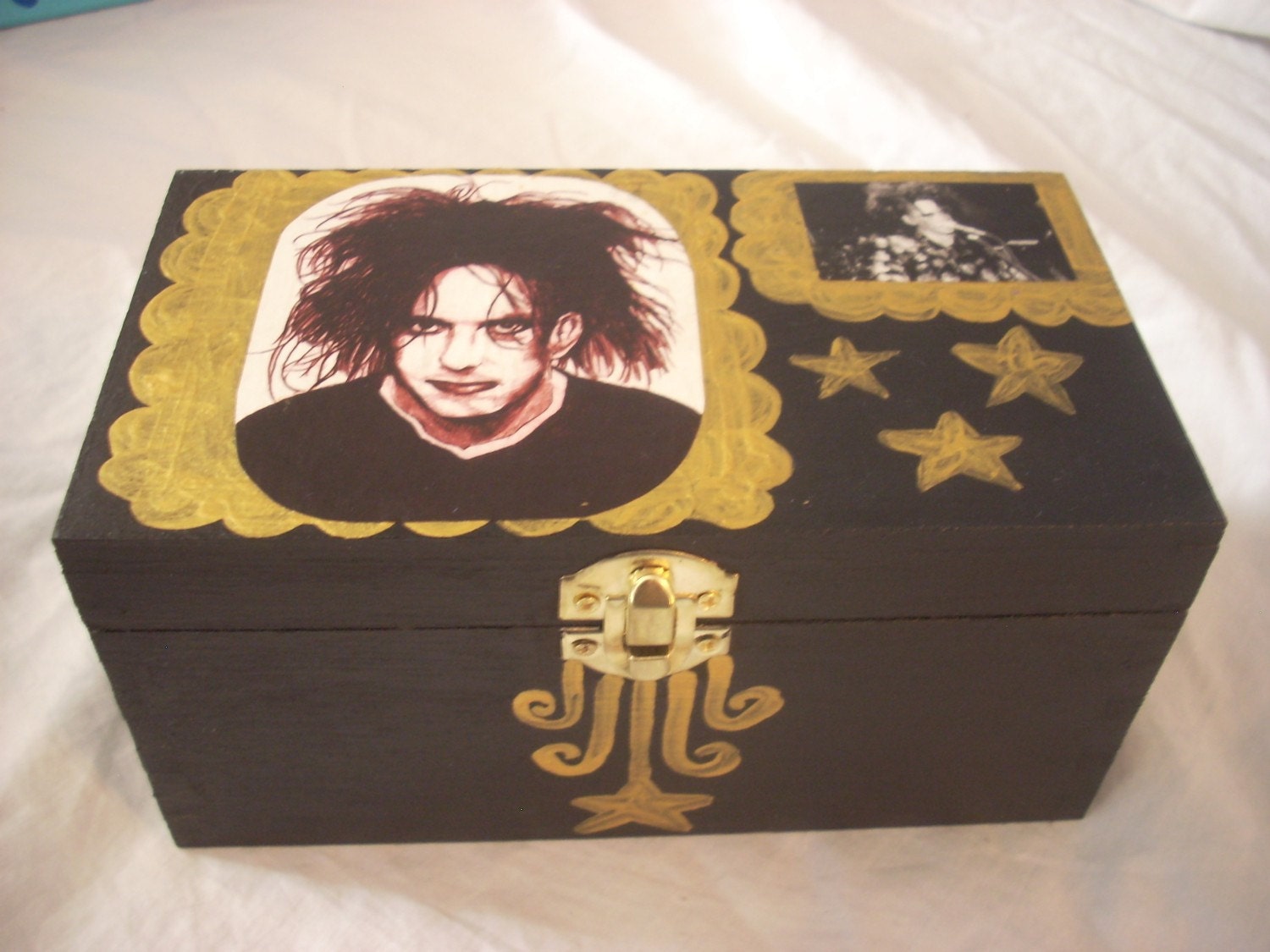 The Cure Robert Smith Painted Decoupage Clippings Goth Box