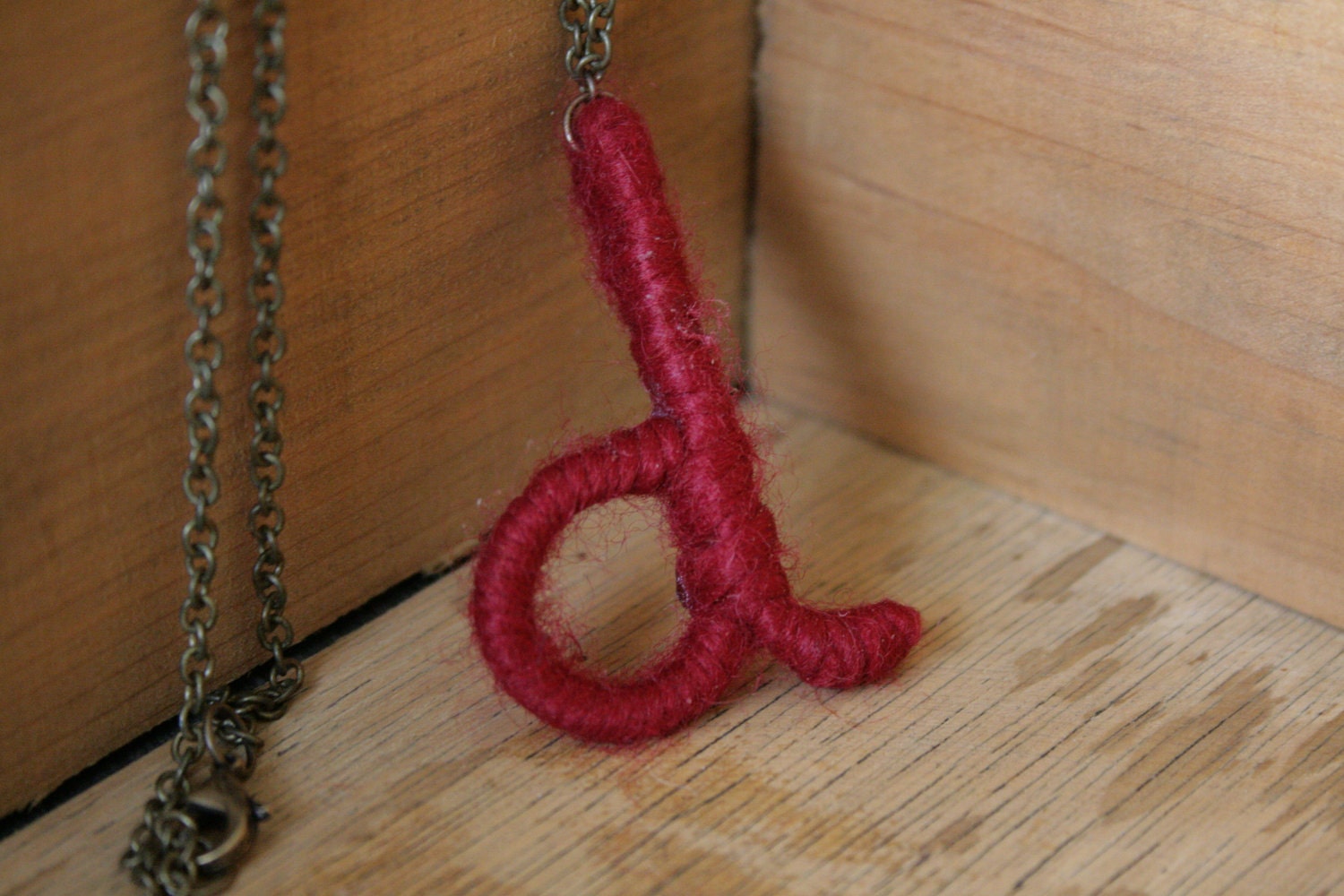 Cranberry "d" Initial Necklace by AFineTangle