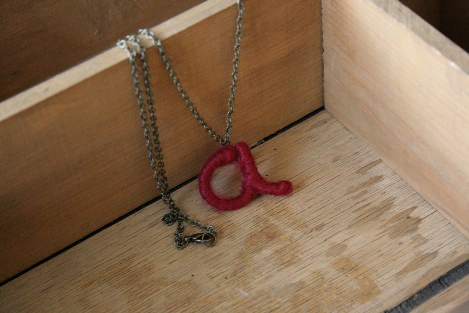 Cranberry "a" Initial Necklace by AFineTangle