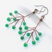 SALE Copper tree earrings - green jade wire wrapped jewelry