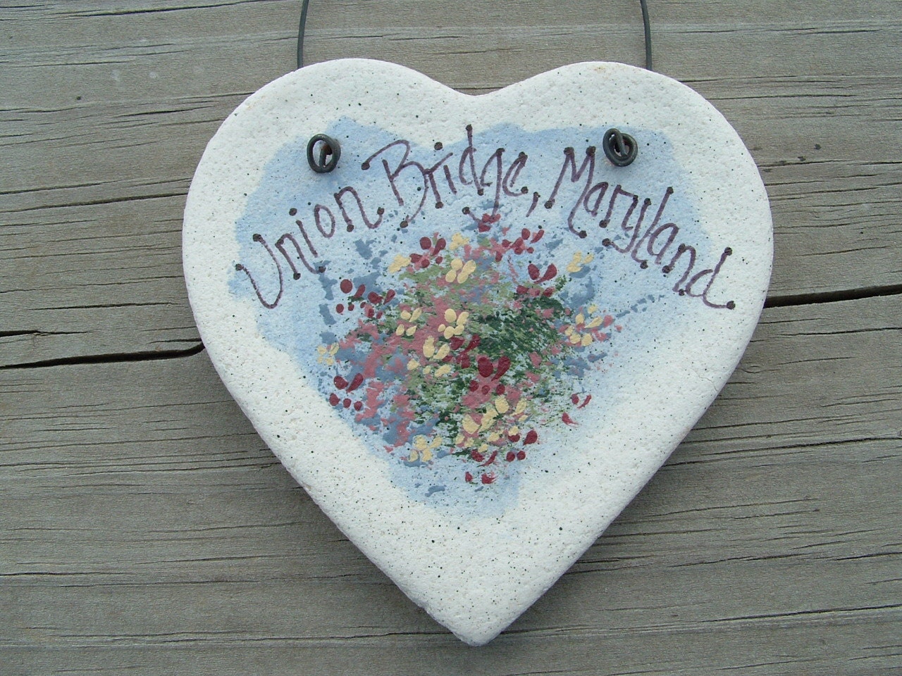 Heart Ornament Gift Heart / Your City and State / Kitchen Decor Salt Dough Ornament