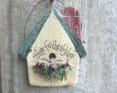 Salt Dough Birdhouse Xmas Ornament Kitchen or Holiday Decoration