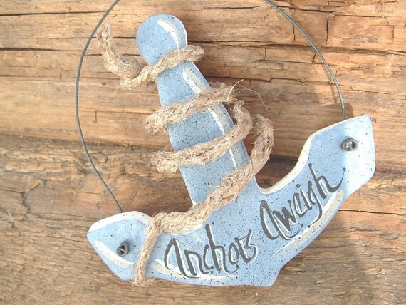 Salt Dough Anchor Ornament / Nautical Beach Decor