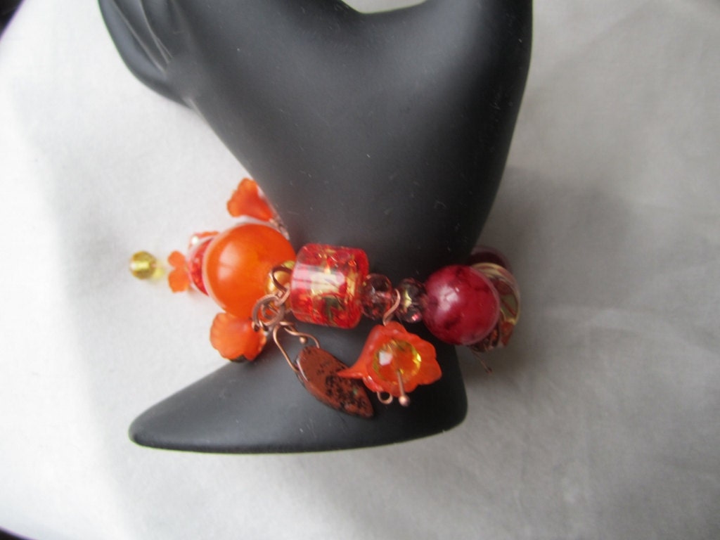 Tangerine and Orange Floral Bracelet
