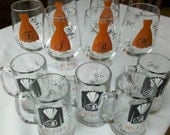 Personalized fall Wedding wine glasses and beer mugs, gift for Bridesmaids and Groomsmen Set of 10