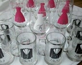 Wedding party wine glasses and beer mugs, Personalized Bridesmaids gifts and Groomsmen gifts Set of 10