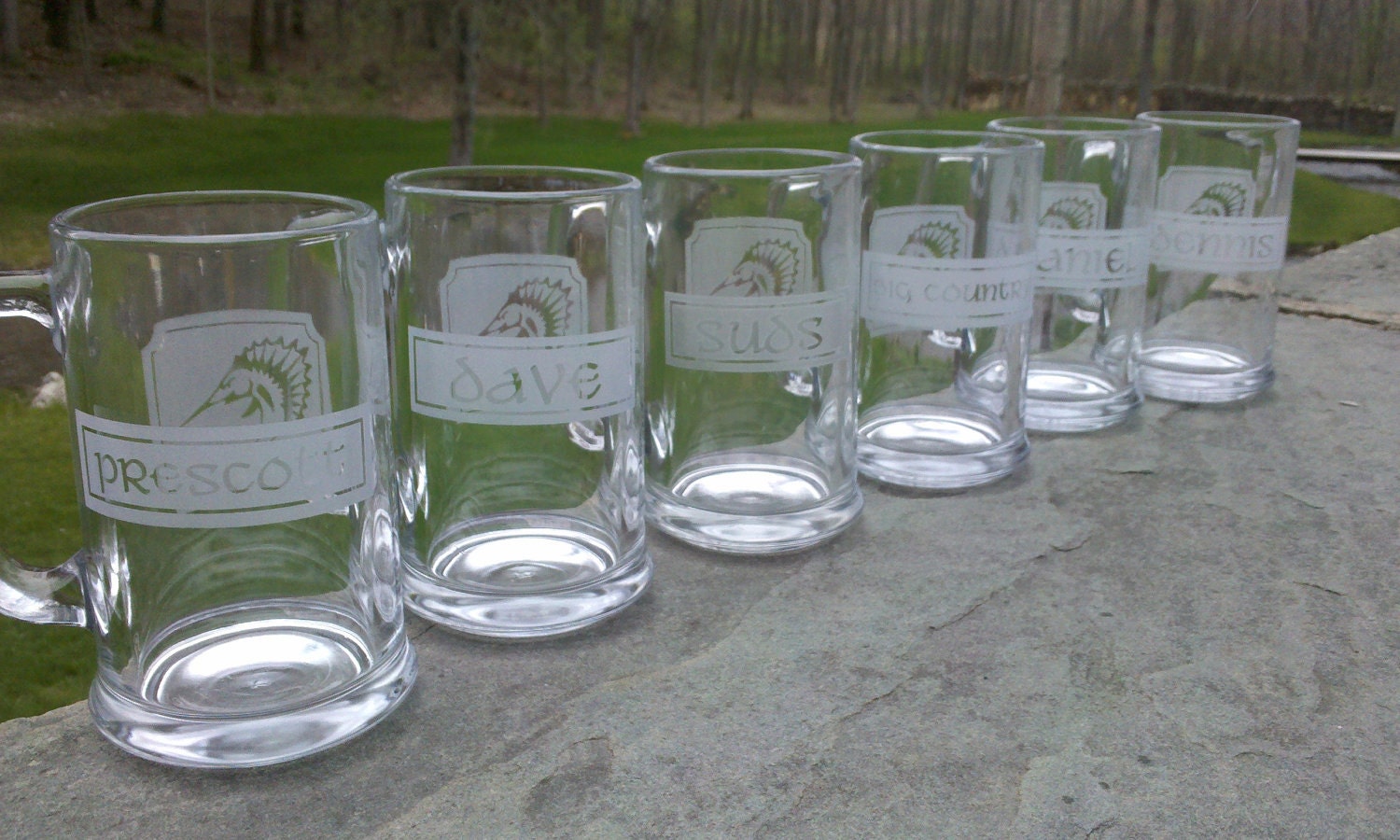 Gift for Groomsman, 6 Etched beer mugs, best man beer glasses, sand blasted, engraved