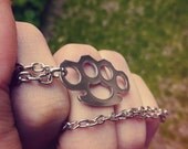 Brass  Knuckles Necklace Pendant Nickel Silver Handmade