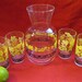 Vintage Federal Glass Juice Carafe and 4 Matching Glasses