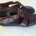 size 8 /Vintagen80s Woven T Strap Brown Leather Sandals