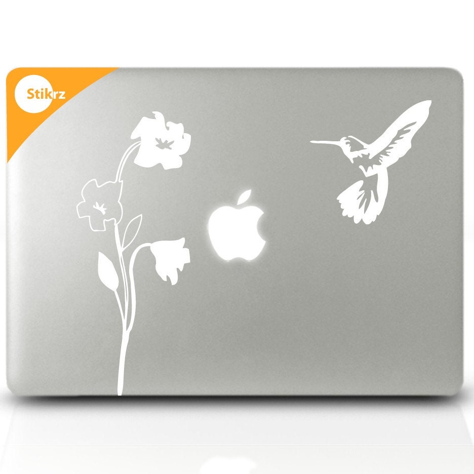 MAC DECAL vinyl laptop stickers Wall Computer Geekery- Humming Bird - Removable Decal 58