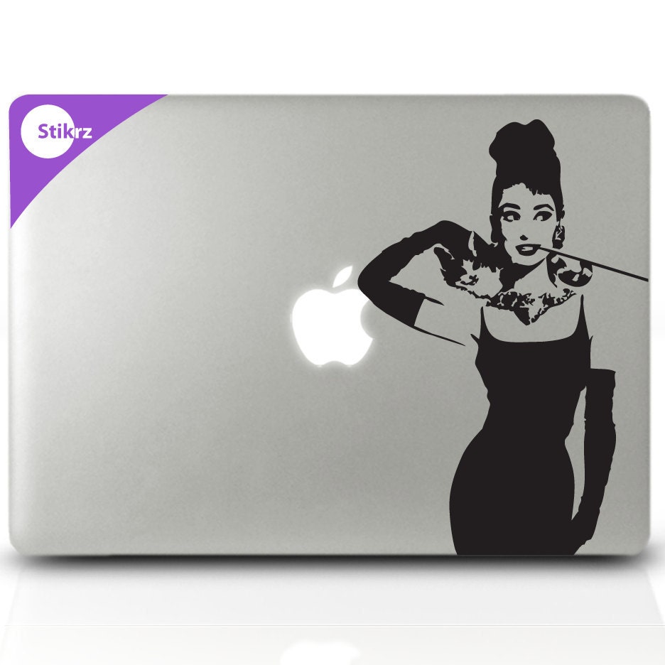 MAC DECAL vinyl laptop stickers Wall Computer Geekery- Audrey Hepburn- Removable Decal 42