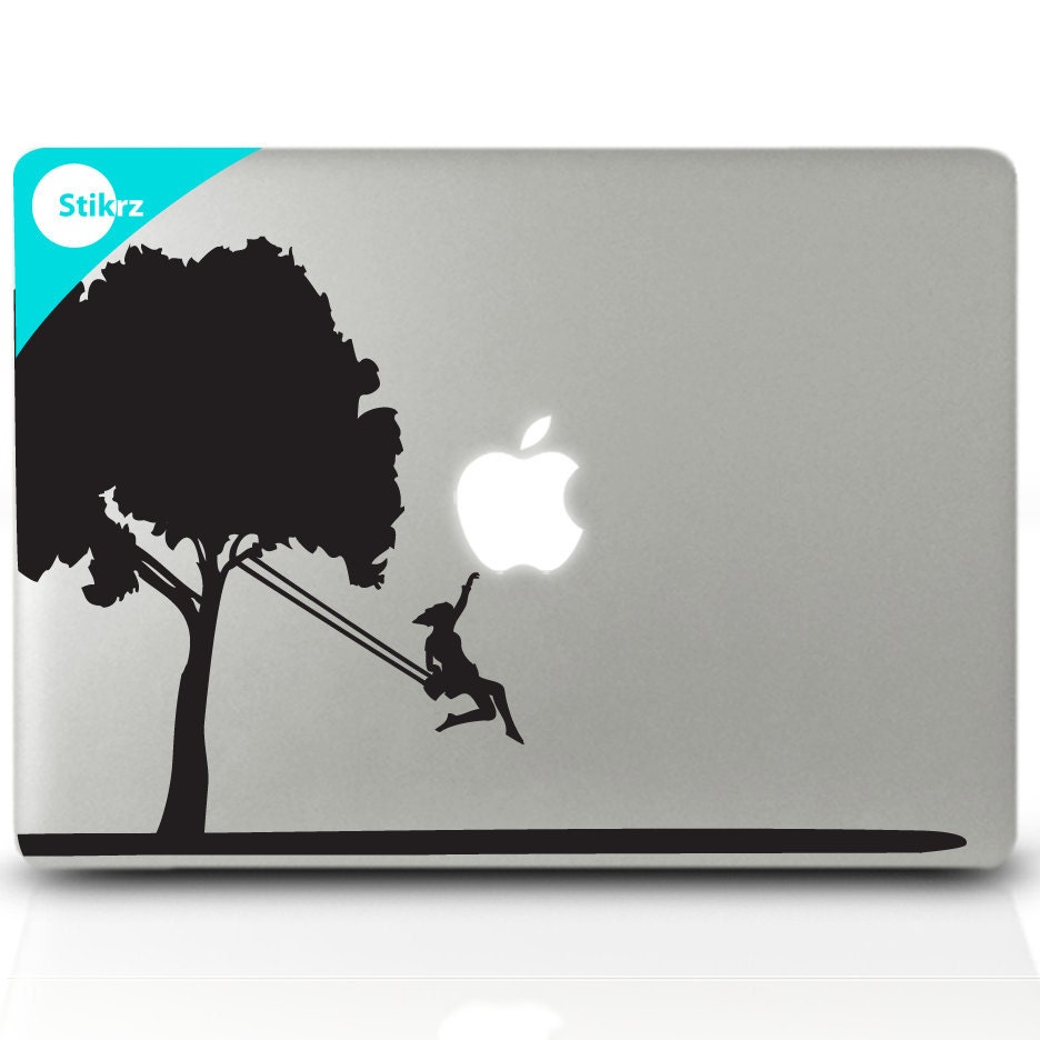 MAC DECAL vinyl laptop stickers Wall Computer Geekery Nature Decal - Tree Swing - 163