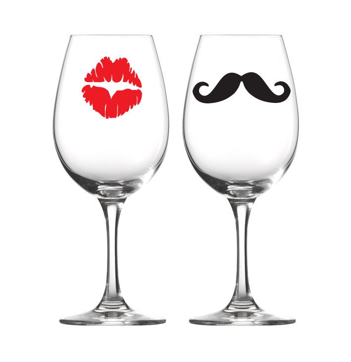 Vinyl Decals Mustache Party with Lady's lips - sale 3 sets for the price of 2 - Premium removable Vinyl for Fun Parties Decal 110G