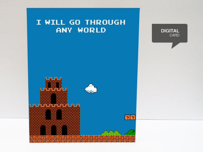 Super Mario 1 (ver. Blue) Valentine's Day Love Printable Card