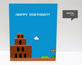 Super Mario 1 Happy Birthday Printable Card (digital file)