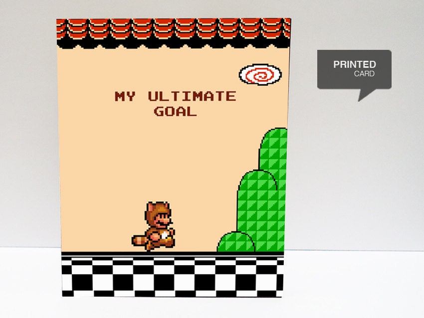 Super Mario 3 Tanooki Love Printed Card