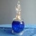 Tea light votive candle holder, angel, blue glass, battery votive candle