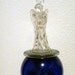 Tea light votive candle holder, angel, blue glass, battery votive candle