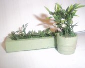 Miniature garden planter and matching pots 12th scale  english rose bushes