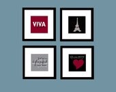 Paris Collection: Set of (4) 5x5 prints, Buy 3 Get 1 Free