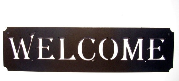 welcome sign metal art office business home cabin by office welcome sign