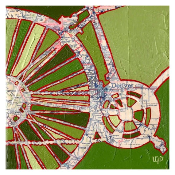 Bike Denver Map Archival print-large print-13x13