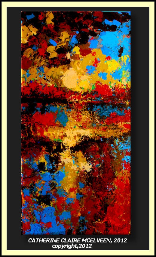 Original Large Abstract Painting Modern Pallet knife Art Landscape Textured Painting by Claire McElveen