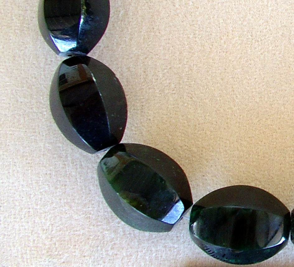 Green Jade Faceted Oval Beads 25mm