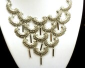 Beautiful Sarah Coventry Silver Metalwork Bib Necklace
