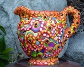 Upcycled Ceramic Creamer Small Pitcher Transformed by Clay Mosaic
