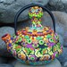 Trippy Teapot, Upcycled Cast Iron Clay Mosaic