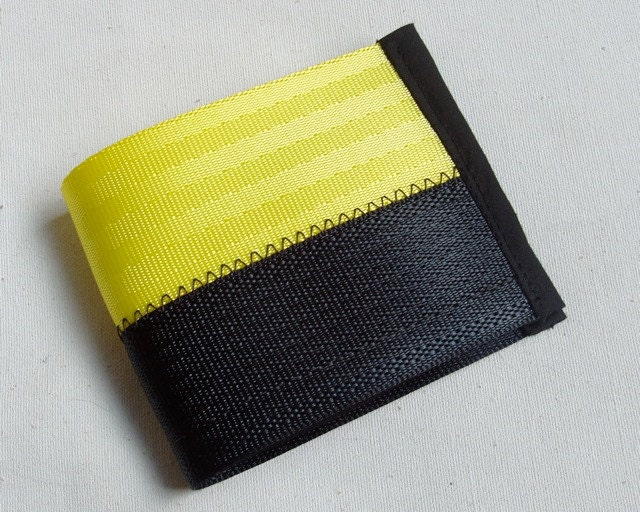 Vegan seat belt wallet - Yellow/black