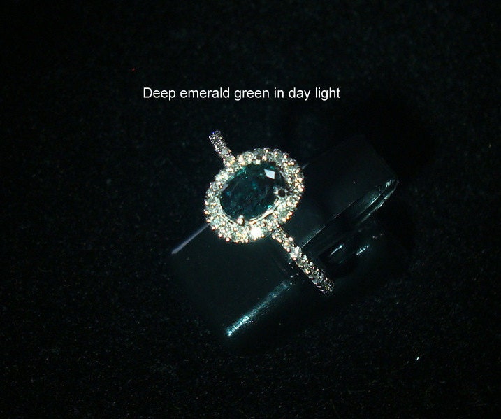 Reserved for Tatiana.Natural 0.92 carat Alexandrite top grade,white gold and diamonds ring.