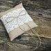 Rustic Natural Burlap/Hessian Wedding Ring Bearer Pillow/Cushion with Cream Cotton Lace