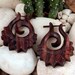 1 Pair Organic Wooden Earrings - Feathered Curl Hoops - Sonora Wood - New Design - Fake Gauge Organics