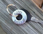 Handstamped Keychain Happy Sweet 16